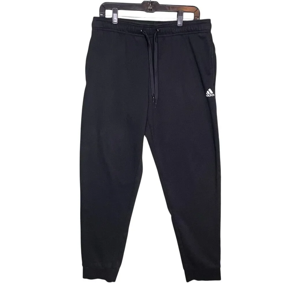 Adidas Pants Mens Large Black Golf Joggers Sweatpants Tapered Cuffed Pockets